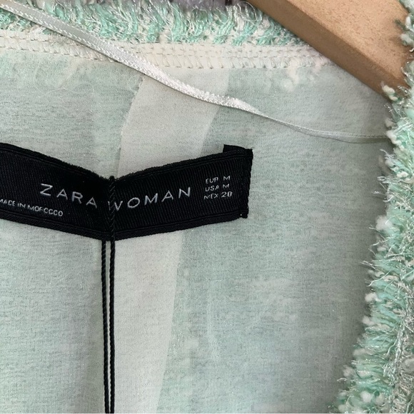 NWT Zara Fantasy Tweed Boucle Mint Button Blazer Rare - Picture 9 of 9